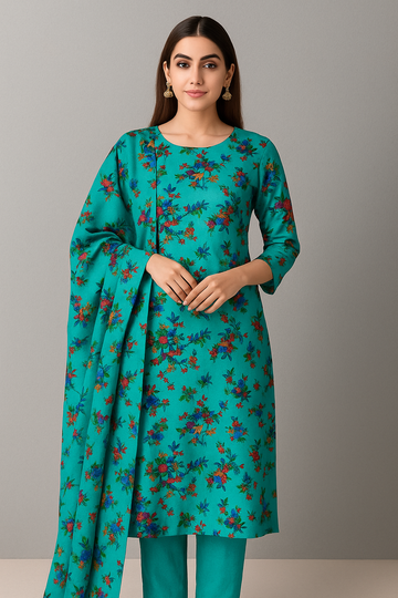 Stuff Best Quality Soft Self Lilan Digital Print Shirt And Trouser 2PC Dress